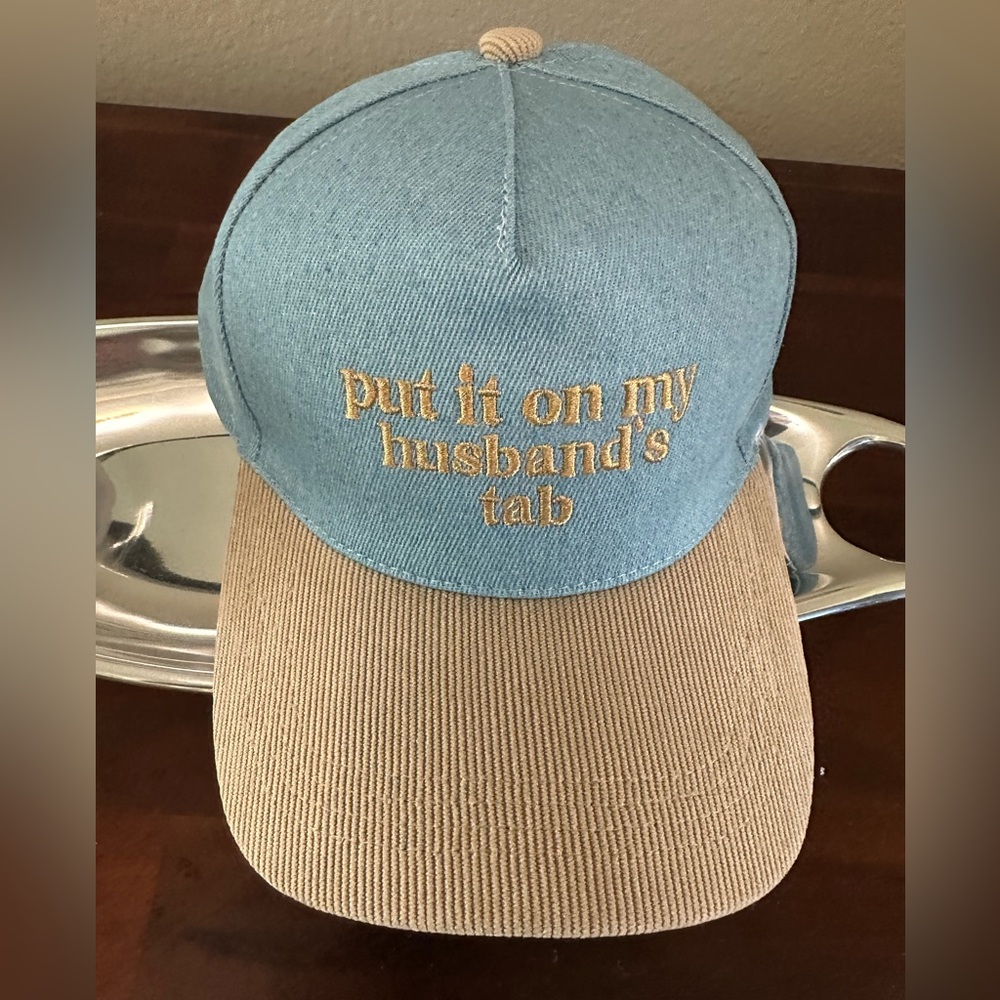 “Put it on my Husbands Tab” denim and corduroy women’s trucker hat